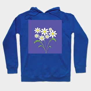 White flowers on blue Hoodie